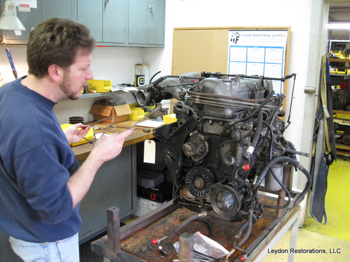 Vintage race car engine work in progress