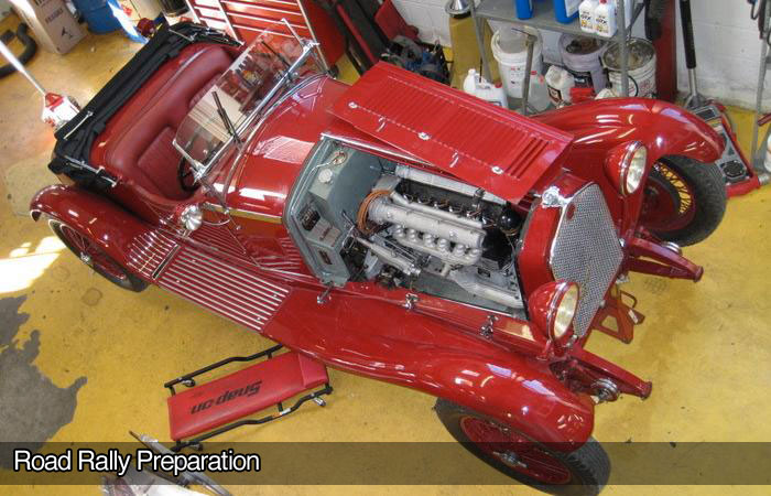 Classic Ferrari prepared for driving event